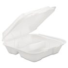 3 Compartment Valueware Hinged Container Foam 9x9 White