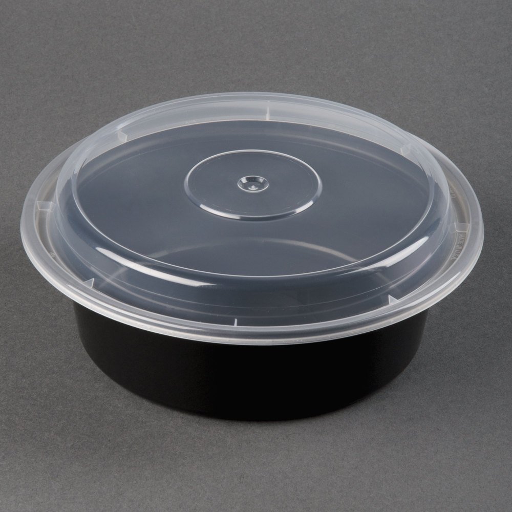 Round Microwave Container/Lid Combo Plastic, 32-OZ Black – Jobena